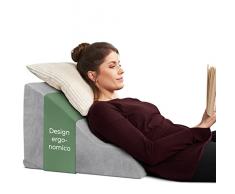Well B4 Cuscino da Lettura per Letto e Divano ergonomico - Comodo Cuscino Schienale Letto per la Schiena - Utilizzabile Come Cuscino Antireflusso Adulti, Cuscino a Cuneo per Letto, Grigio