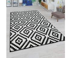 Tappeto da Soggiorno con Motivo a Rombi in Colori Pastello, Look Moderno Etnico Boho, Dimensione:60x100 cm, Colore:Noir et Blanc