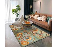 Tappeto Moderno Salotto Pelo Corto Strisce Rami e foglie di fiori vintage marrone ruggine giallo verde pino 160 x 200 cm Lavabile Tappeti Home Decorate Tappeti Home Morbida Carpets