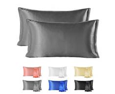Since Silk Federa di Seta Naturale, Seta di gelso Pura al 100% 22 Momme Federe 2 Pezzi Set, Federa in Seta Protegge I Capelli e La Pelle Previene Le Rughe Grigie (50 * 90cm)