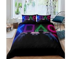 Tbrand Gamepad Set di biancheria da letto per bambini e ragazzi Gamer Comforter Cover Nero Videogiochi Gamepad Copripiumone Arredamento Camera Controller Action Pulsanti Copriletto King Size 3 Pz