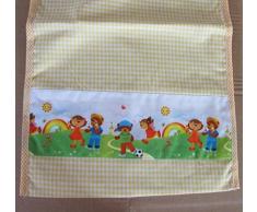 Set Colazione per Asilo Tovaglietta cm 38x48 Tovagliolo cm 30x30. Cotone 100%. Con balza Giardino applicata