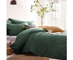 Sacebeleu Set Copripiumino in Microfibra con con Federa Verde Doppio 240 x 220 cm + 50 x 80 cm Tinta Unita Set di Biancheria da Letto