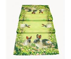 Runner da tavolo, 40 x 90 cm, tovaglia, centrotavola, decorazione per la tavola primaverile, verde, colorato, decorazione pasquale