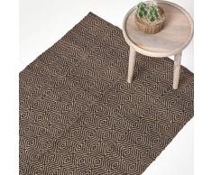 Homescapes Tappeto moderno con motivo geometrico, resistente, adatto per corridoi, soggiorni o verande, in iuta, Juta, Nero , 60 x 100 cm