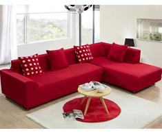 Morbuy Copridivano Colore Solido Copridivano Elasticizzato Fodera Copridivani Universale per Divano con Corda Fissa Sofa Protettore Copertura Divano Antiscivolo (4 posti,Rosso)