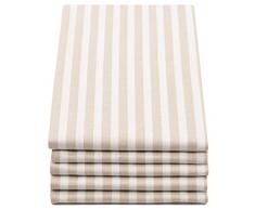ZOLLNER 5 Strofinacci 100% Cotone, a Righe Beige e Bianche, 50x70 cm