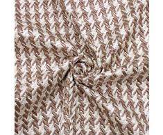 DESHOME Berna - Tessuto al metro per divani effetto spigato Stoffa al metro per tappezzeria divani, poltrone, cuscini, sedie, cuscini, arredo (1 metro, Crema)