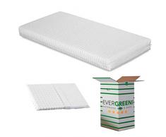 Evergreenweb - Materasso Lettino o Culla 70x160 per Bambini Alto 12 cm + Cuscino ANTISOFFOCO su Misura Gratis con Fodera in Cotone Naturale, Rivestimento Sfoderabile Anallergico Lavabile SYMBA