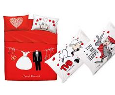 Completo lenzuolo MATRIMONIALE Bassetti Home innovation LOVE COUPLE + Due Federe singole FANTAFEDERA Happy Message