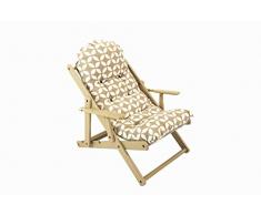 Poltrona Sedia Sdraio Morbidona 3 Posizioni in Legno Pieghevole Cuscino Super Imbottito Laccato Tortora (Shabby)