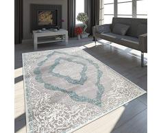 Paco Home Oriente Tappeto Moderno Effetto 3D mélange Brillante Ornamenti in Grigio Turchese, Dimensione:80x150 cm