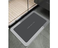 Jissta Tappetino da Bagno Assorbenti, 40X60cm Tappeto Doccia Antiscivolo Microfibra, Tappeto Bagno Diatomite, Tappetini da Bagno Antiscivolo per Doccia Lavello Cucina Lavabile, Grigio
