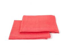 LinenMe 42 x 70 cm Set di 2 Asciugamani in Lino Lara, Corallo/Marrone