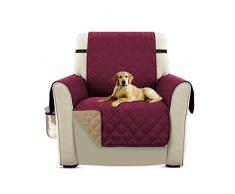 PETCUTE Copripoltrona per Divano Trapuntato Luxury Protegge da Animali Extra Morbido Vino Rosso Silla