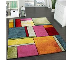 Paco Home Tappeto di Design Colorato Screziato Appariscente Verde Blu Arancione Rosa, Dimensione:160x230 cm