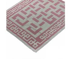 TAPPETO SARDO IN COTONE BIANCO/ROSA TORRENT (140x200)