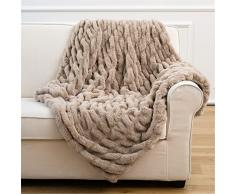 Z-DJJ Coperta in Pelliccia Sintetica Super Morbida - Coperta in Peluche Accogliente di Lusso Reale da Usare per Poltrona Letto, Coperta in Pelliccia Sintetica Reversibile 50X60,Marrone