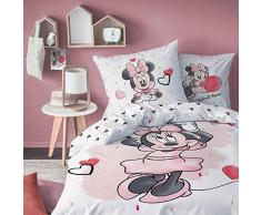 Disney - Set di biancheria da letto per bambine, motivo: Minnie, composto da 1 federa 80 x 80 cm e 1 copripiumino 135 x 200 cm, 100% cotone