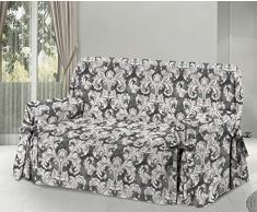 HomeLife - Copridivano a Due posti con Laccetti in Cotone Grigio, 100% Made in Italy - Salvadivano 2 posti con Lacci - Fodera in Cotone per Copertura e Protezione da Polvere e Macchie [2P Grigio]