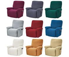 ASDFGHJ 1 Posti Copripoltrona Relax，Elasticizzato Reclinabile Fodera per Divano con Tasche Laterali，Spessa Antiscivolo Antimacchia Fodera per Poltrona Set di 4 Pezzi Diviso (Color : Golden Yellow)