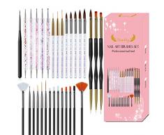 Pennelli per Nail Art, Set di Strumenti per Nail Art, Strumenti per Punteggiare la Fodera per Unghie, Pennello per Polvere per Unghie, Pennelli per Nail Art a Strisce per Linee