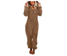 Generico Giubbotto Piumino Pigiama da donna a maniche lunghe con cappuccio, casual, invernale, caldo, da notte Top Uncinetto