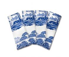 Blue Italian 45 x 45 cm, tovaglioli in cotone, 4 pezzi, colore: blu/bianco