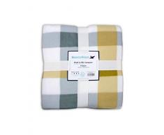 Blanco raya - Plaid Stampato Motivo Quadri : pt0829. - Grigio, 1 Piazza e Mezza, Poliestere