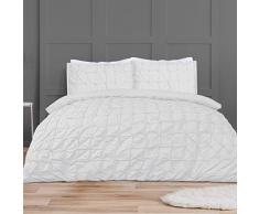 Sleepdown - Set di biancheria da letto double-face, con federe, in misto cotone, colore: bianco
