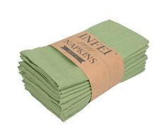 INFEI Tovaglioli di stoffa in cotone e lino tinta unita - Set di 12 (40 x 40 cm) - per eventi e uso domestico (Limone)