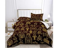 XIICOO Set Piumino Piramidi Egiziane retrò Set di Biancheria da Letto Antico Egitto Faraone Simbolo Egiziano |1 Piumone + 2 Federe (3Pcs) O Lenzuolo con Angoli (B,MATRIMONIALE-4PCS)