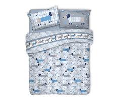 HomeLife Copriletto Singolo Primaverile [170X280] Made in Italy | Trapunta Singola per Letto a 1 Piazza | Trapuntino in Cotone Imbottita con Poliestere Fantasia Fantasia Cani Bassotti [1P Azzurro]