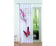 Home fashion 48516-831 - Tenda con Passanti Butterfly con Stampa Digitale, Tessuto Decorativo Effetto Seta, 245 x 120 cm, Colore Fucsia