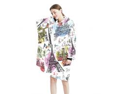 Coperta indossabile con cappuccio vintage Paris Eiffel Tower Cartolina oversize con cappuccio da donna, comoda felpa, Multicolor, Taglia unica