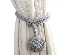 WINSHEA Un Paio di Corde Fermatenda Fatti a Mano in Cotone Ferma Tenda Corde Tenda Curtain Tiebacks (Grigio)