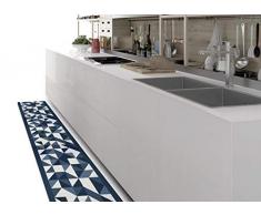 BIANCHERIAWEB Tappeto Cucina con Retro Antiscivolo, Passatoia In Tessuto Jacquard Fantasia Origami, Tappeto Cucina Made in Italy, Tappeto Runner 57x280 cm, Colore Blu