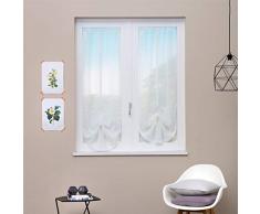 Linea oro Coppia tendine, tenda a vetro, tendina a vetro Estella Merletto Bianco cm 60x150
