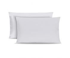 Leonardo Home - Coppia di federe 100% puro cotone, 2 federe per cuscino 100% MADE IN ITALY, tinta unita, misure standard.