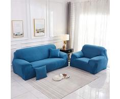 Surwin Copridivano Elasticizzato 1 2 3 4 Posti, Moda Stampa Elastico Universale Copridivani con Braccioli Fodera per Divano Antiscivolo Sofa Protettore (Azzurro,3 posti - 190-230cm)