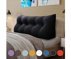 VERCART Cuscino a Cuneo da Lettura per Schienale, Cuscino Antireflusso per Letto, Cuscini Gambe Lombare di Supporto per Divano, Grandi Testata Letto Biancheria Nero 140cm