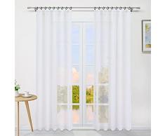 Confezione da 1 tenda in voile tinta unita con fettuccia arricciata., Poliestere, bianco, BxH 145x245cm