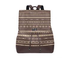 FANTAZIO Zaini Africano Modello Tappeto Scuola Borsa in Pelle Daypack