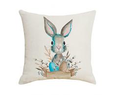 Federa per cuscino con cerniera nascosta in lino antipolvere Happy Easter Bunny Throw federa per cuscino per decorazione della casa forniture per la casa