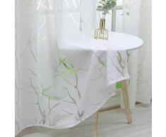 Heichkell Tenda con fettuccia arricciata, trasparente, 1 pezzo, moderna tenda decorativa per soggiorno, rami dellalbero, motivo bianco, 140 x 175 cm (larghezza x altezza)