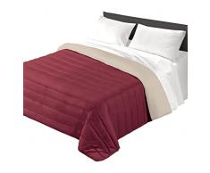 Trapunta Invernale Double Face Piazza Mezza Imbottita 300 gr/mq Piumone Caldo Letto Piazza e Mezza 210x260 cm Bicolor Made in Italy Tinta Unita Colore Bordeaux Panna