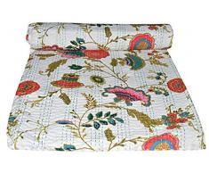 Yuvancrafts indiano fatto a mano con stampa floreale kantha Quilt puro cotone tradizionale stampa kantha Quilt Queen coperta copriletto copriletto
