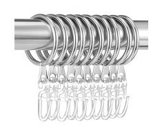 ADAKEL 20 Pezzi Anelli per Tende Metallo, Anelli per Appendere in Metallo e Ganci per Tende in Plastica per Tende da Doccia Finestre, 35 mm Diametro Interno