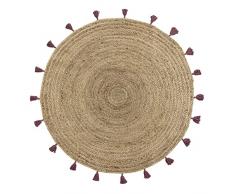 Douceur dintérieur, Tappeto rotondo diametro 120 cm Juta Unie Pompon, Shira Bordeaux