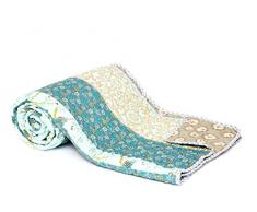 1001 Wohntraum T211 - Trapunta patchwork con gemme giapponesi in stile Country, 180 x 220 cm, Blu